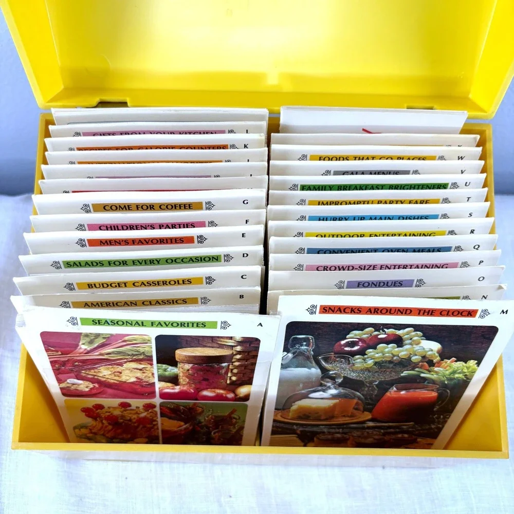Vintage Betty Crocker Recipe Card Library Yellow Plastic Box 1970s Complete Set